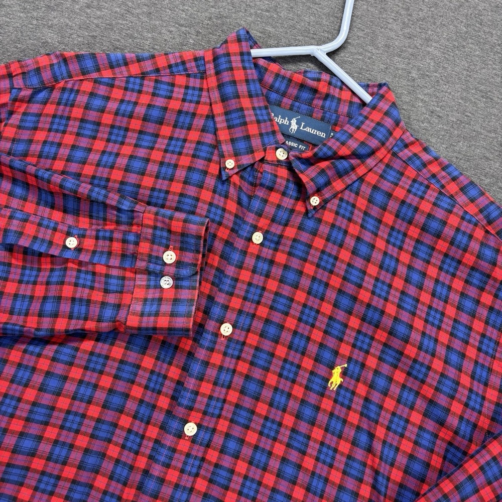VTG Ralph Lauren Shirt Mens Xl Classic Fit Tartan Plaid Long Sleeve Button Cloth